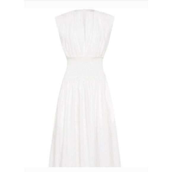 ESSE Studios Sz 2 US XS White Cotton Rib Gathered Maxi Dress - Picture 11 of 11